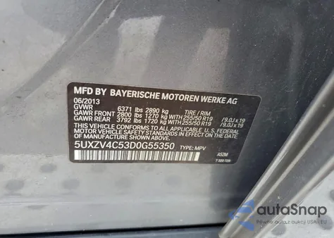 2013 BMW X5 xDrive35I из США, поврежденный, VIN 5UXZV4C53D0G55350